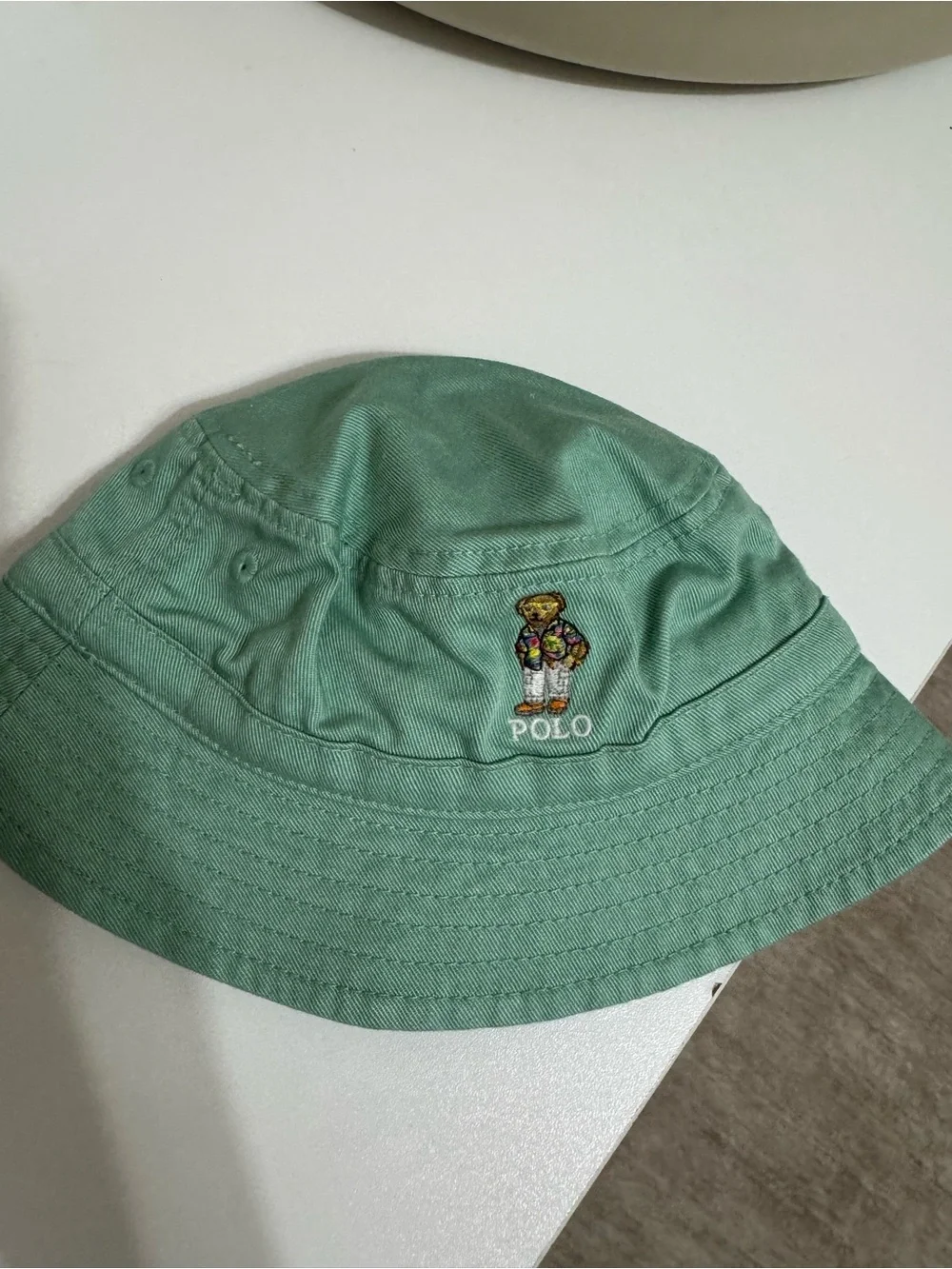 Polo Ralph Lauren Green Bear Embroidered Baby Bucket Hat